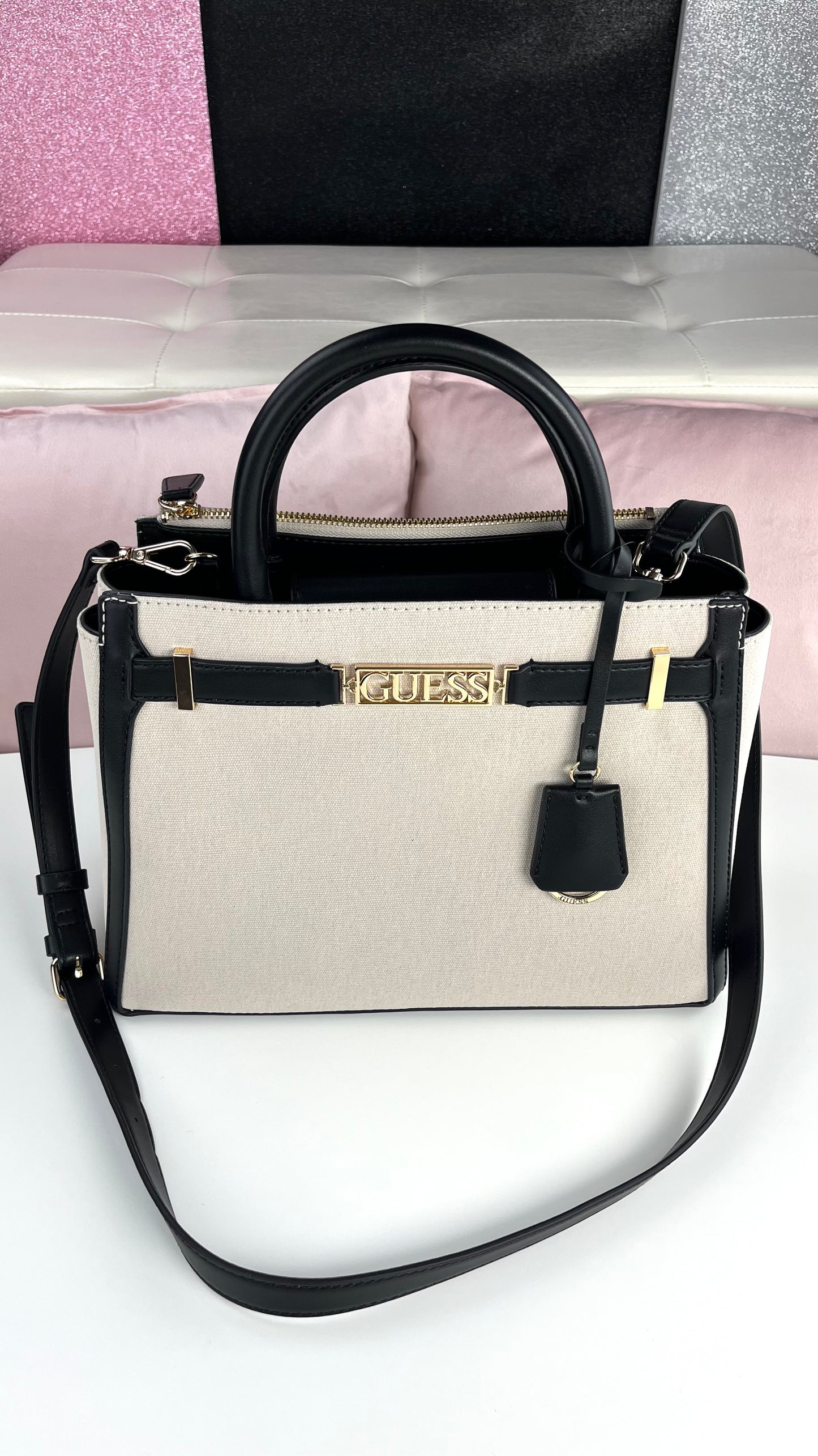 Guess Satchel Beige-Black