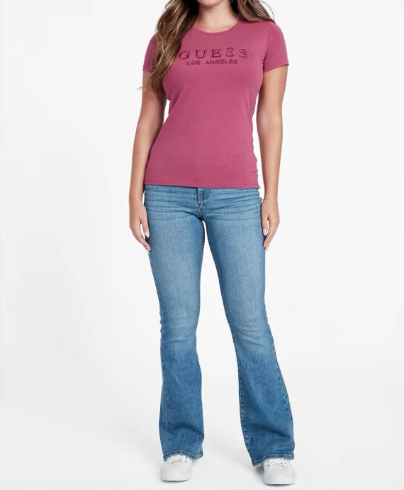 Guess T Shirt Logo Envy Pink