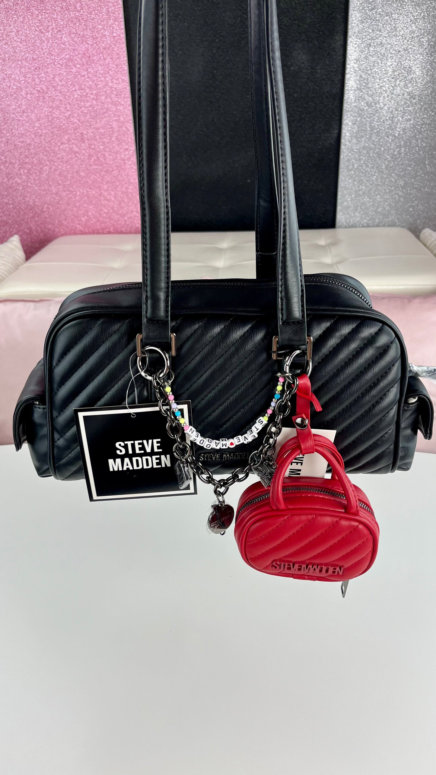 Steve Madden Shoulder BAG BAR Charm Black