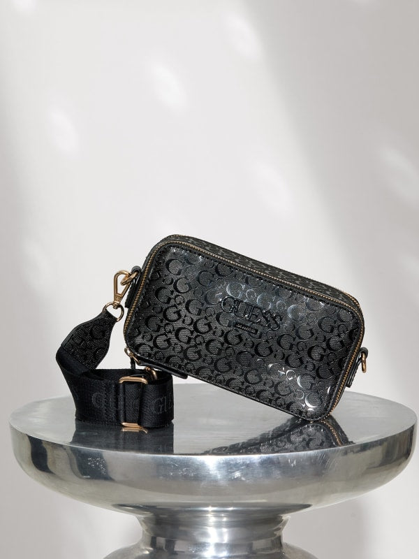 Guess Crossbody Doble ZIP Negro