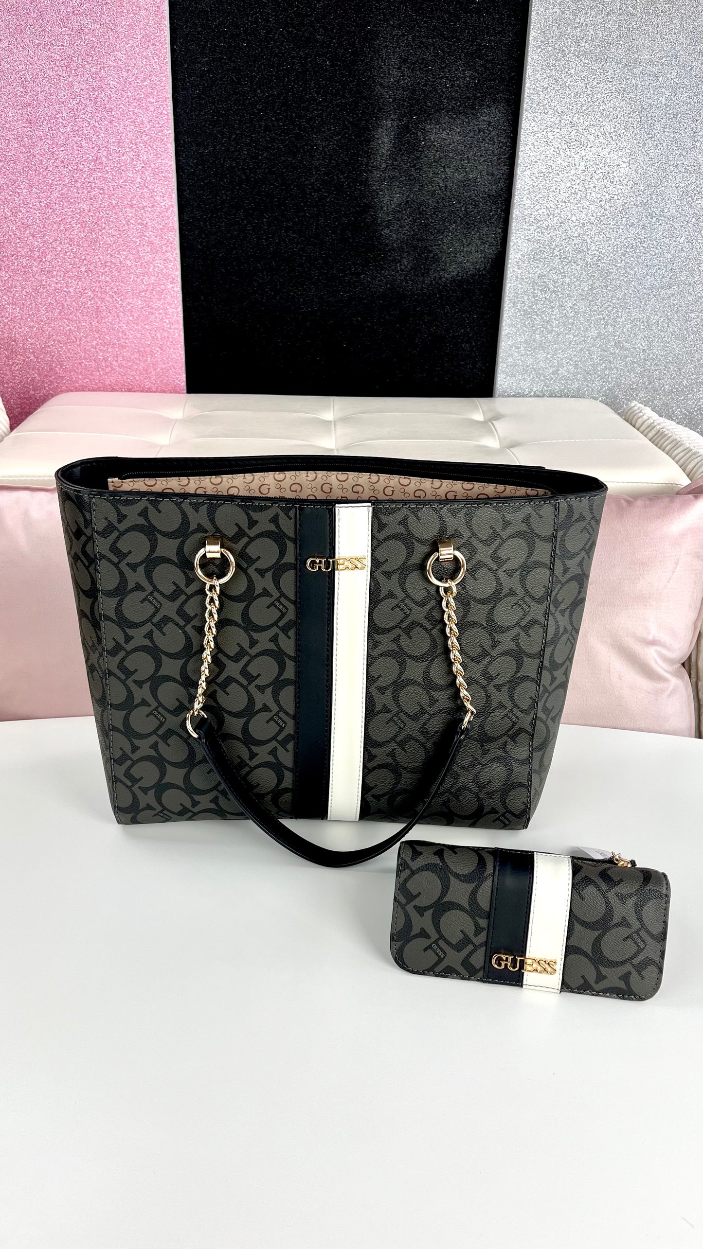 Guess Tote BAG negro Lines