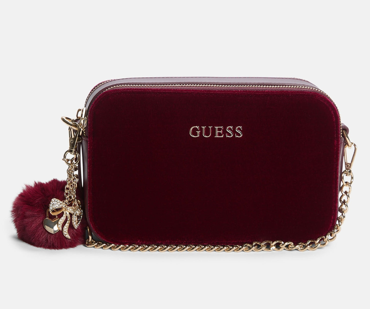 Guess Holly Velvet Crossbody Wine