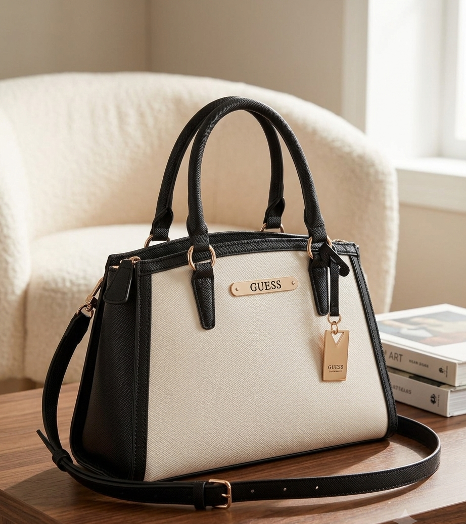 Guess Satchel Kyrie Saffiano Beige