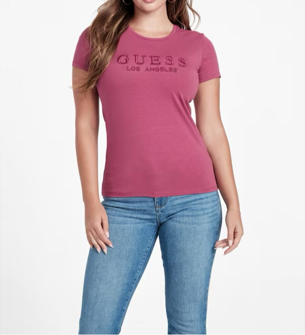 Guess T Shirt Logo Envy Pink