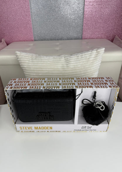 Steve Madden GIFT Set Crossbody Wallet Black CHARM 🖤