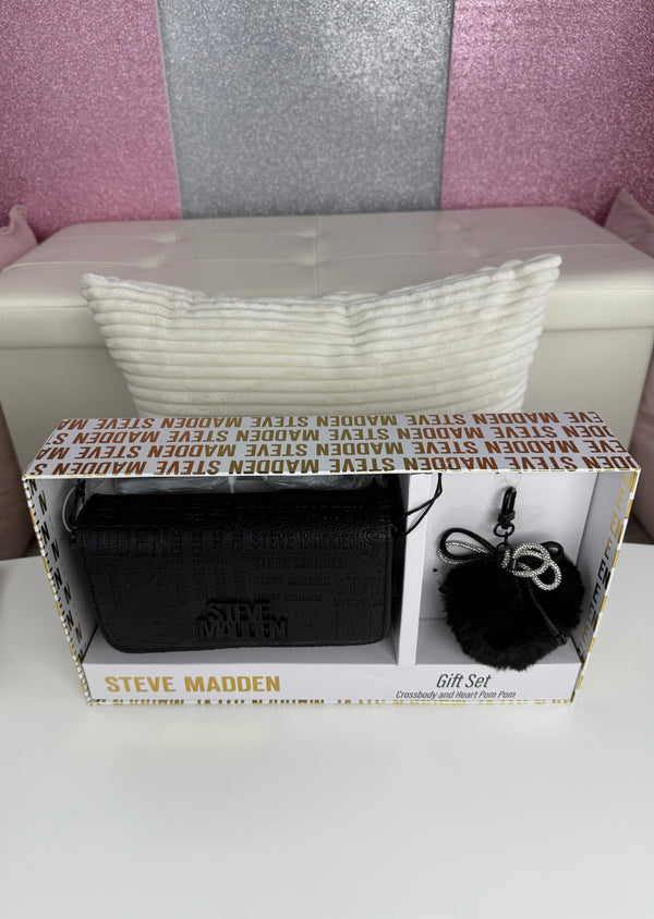 Steve Madden GIFT Set Crossbody Wallet Black CHARM 🖤
