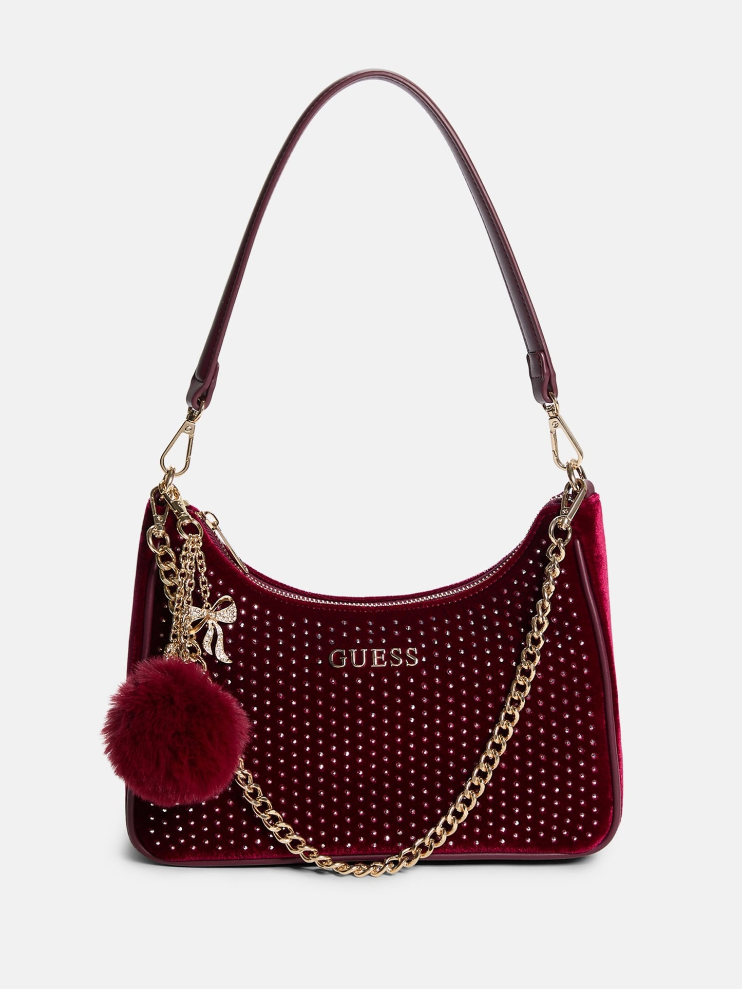 Guess Holly Velvet Shoulder BAG Wine