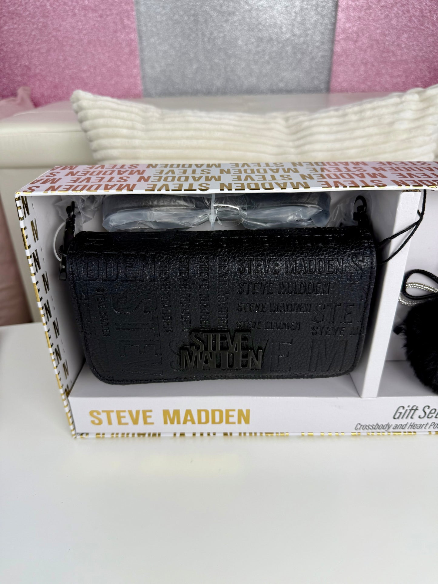 Steve Madden GIFT Set Crossbody Wallet Black CHARM 🖤
