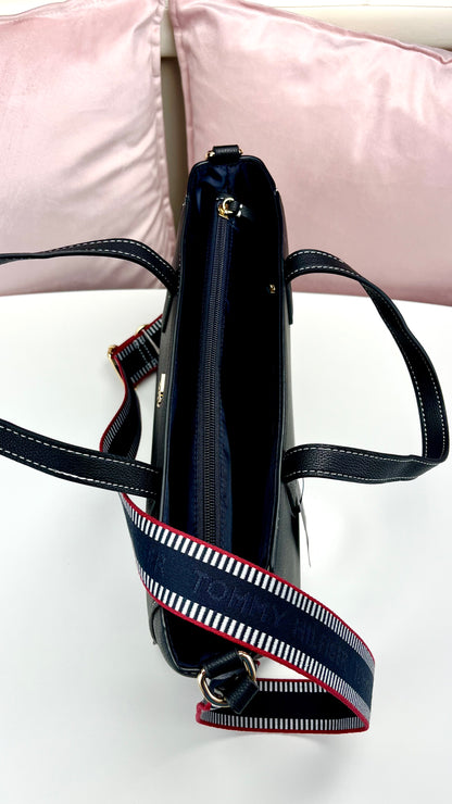 Tommy Hilfiger Satchel Negro - Navy Strap