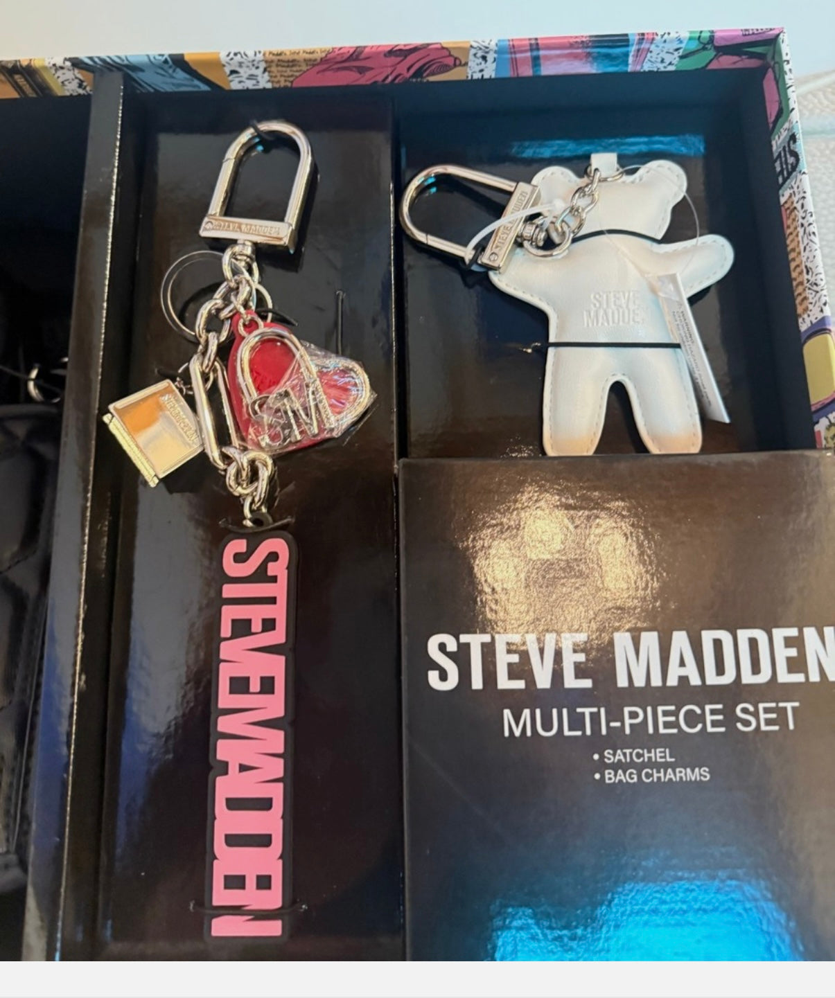 Steve Madden Crossbody GIFT Set Charms Black