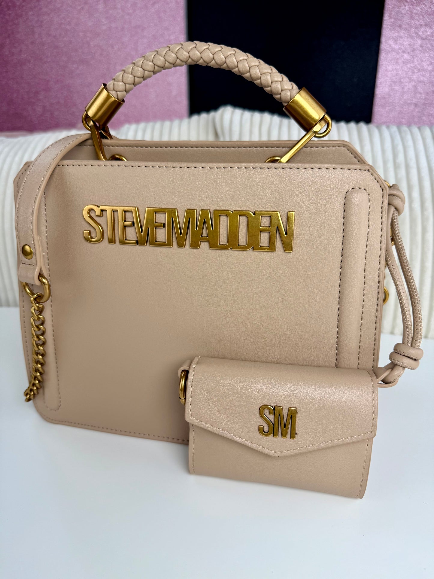 Steve Madden Crossbody Beige-Gold Luxury