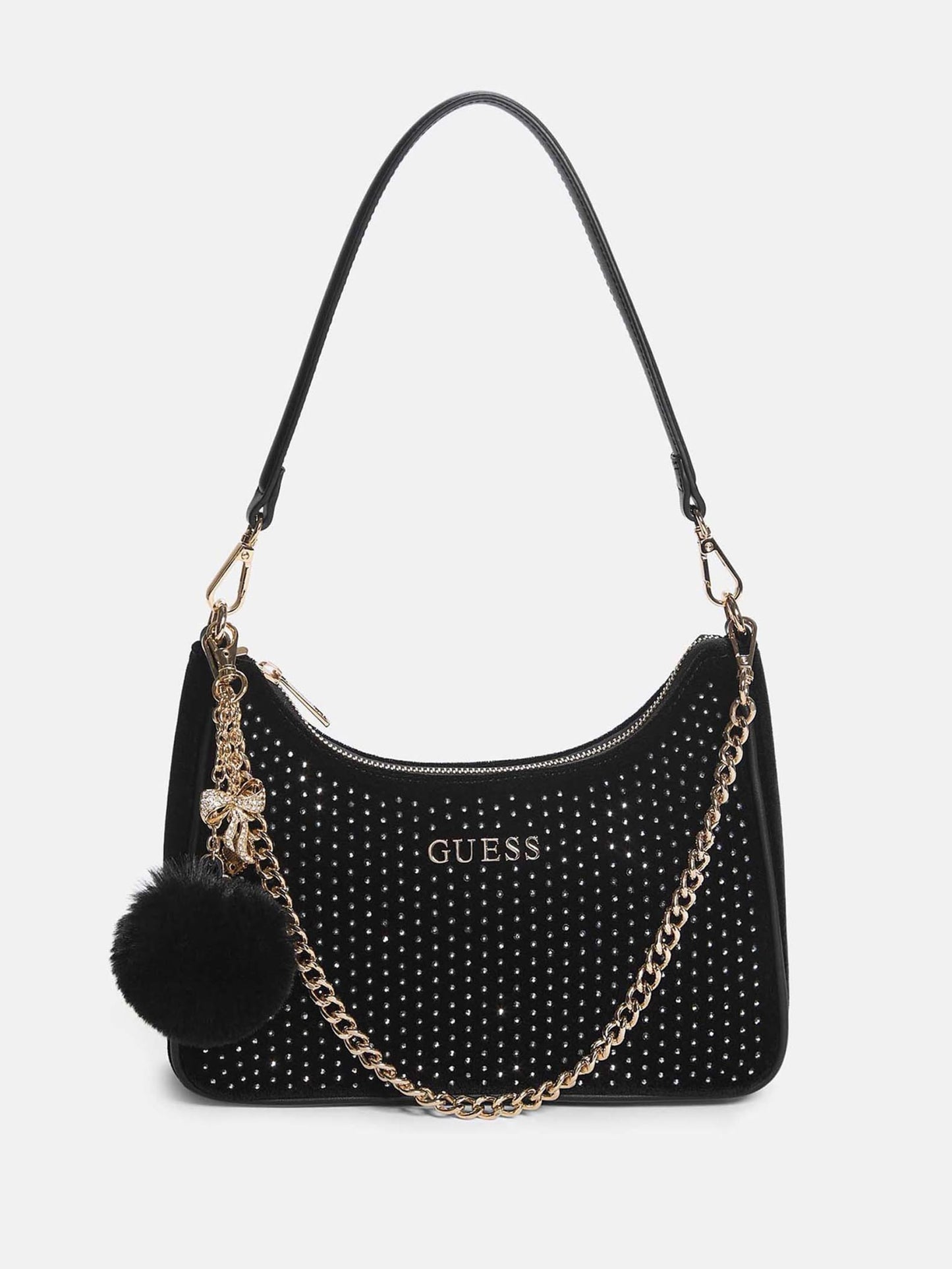 Guess Holly Velvet Shoulder BAG Black
