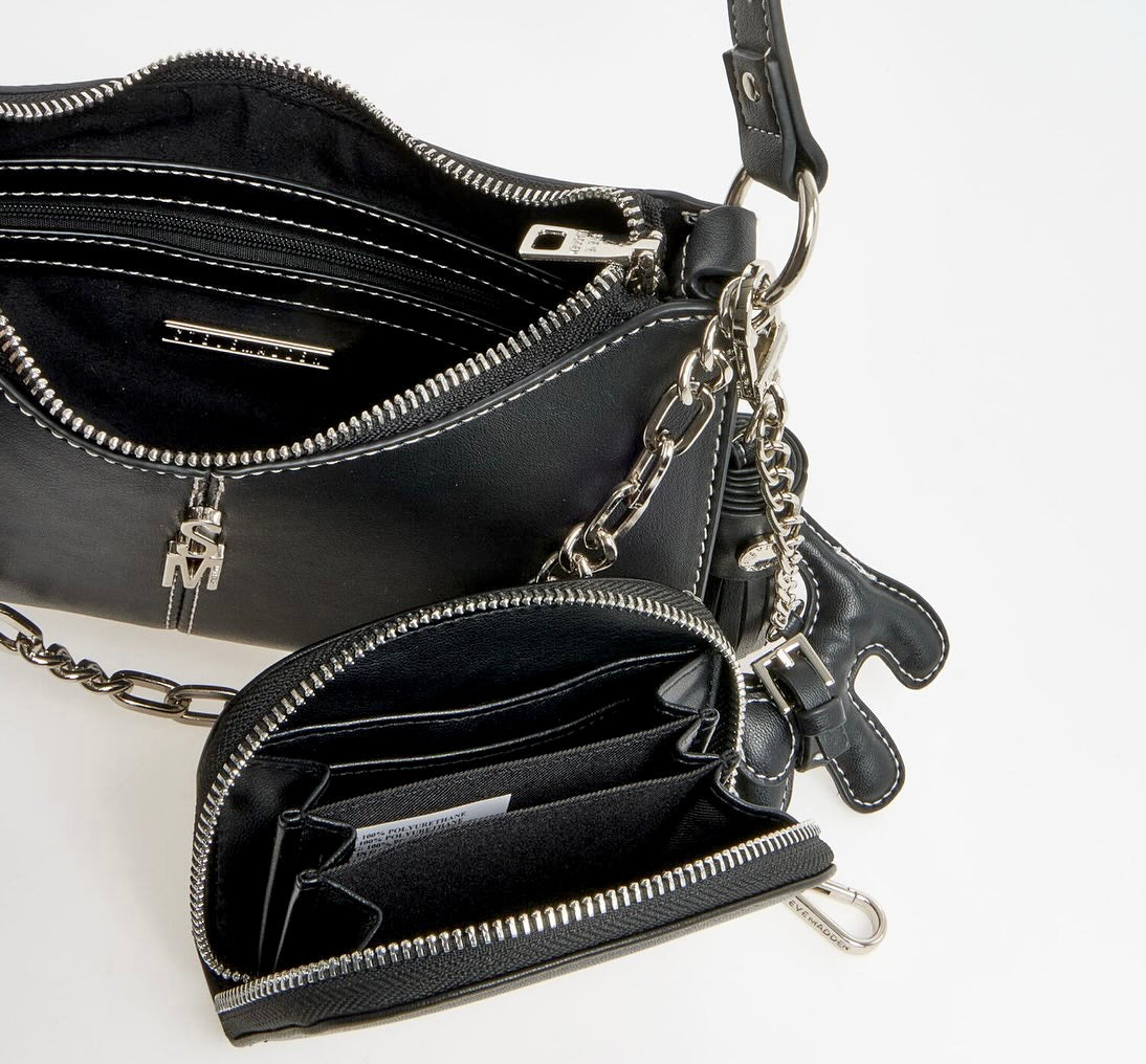 Steve Madden Shoulder BAG GIFT Set Charms Black