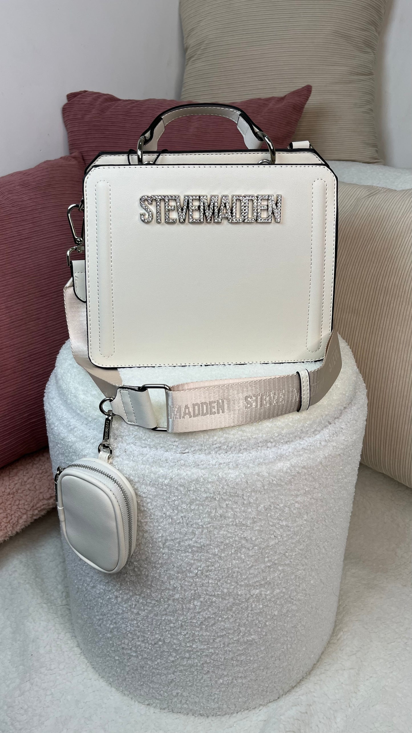 Steve Madden Crossbody Logo Brillante Blanco crema