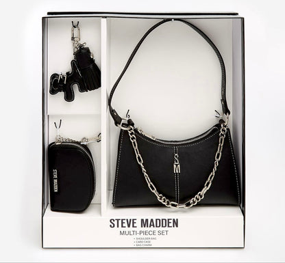 Steve Madden Shoulder BAG GIFT Set Charms Black