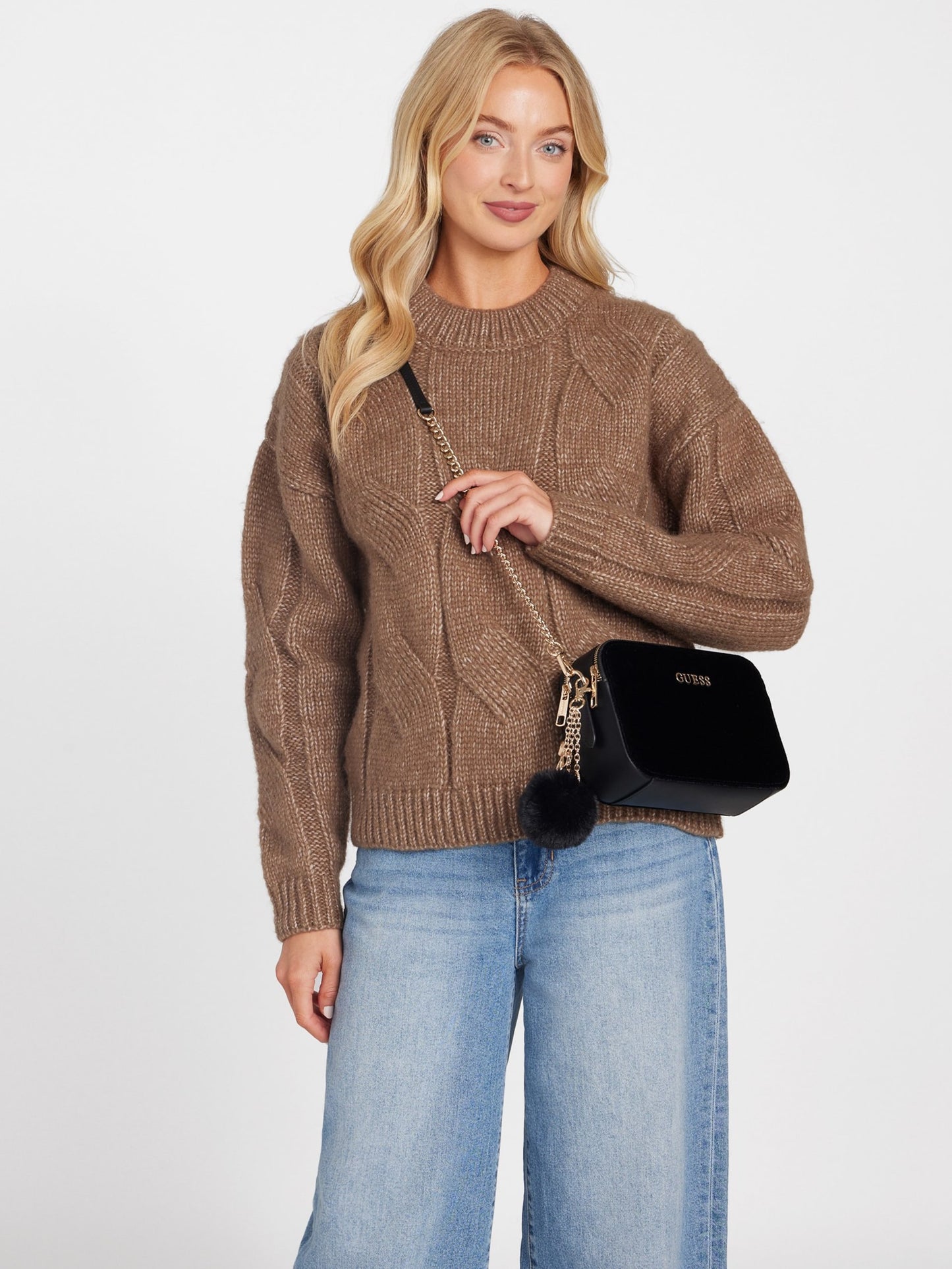 Guess Holly Velvet Crossbody Black