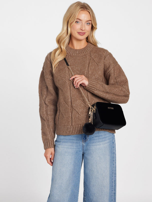 Guess Holly Velvet Crossbody Black