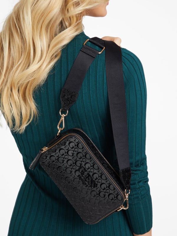 Guess Crossbody Doble ZIP Negro