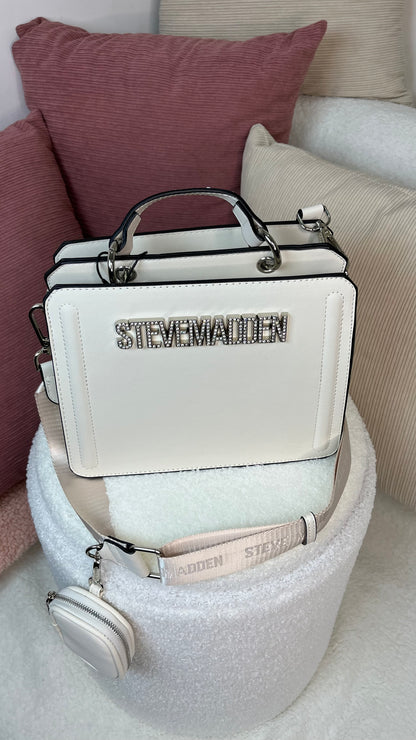 Steve Madden Crossbody Logo Brillante Blanco crema