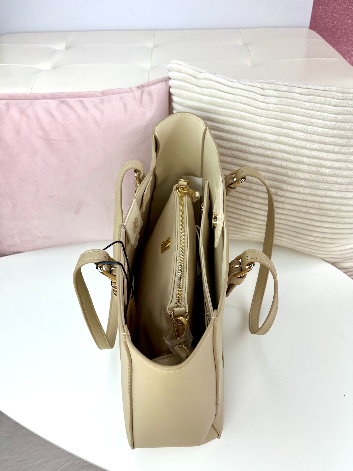 Steve Madden Tote Mediano + Crossbody mini Beige