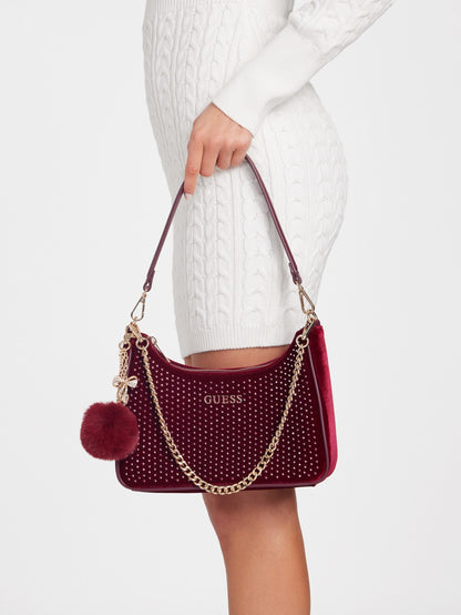 Guess Holly Velvet Shoulder BAG Wine