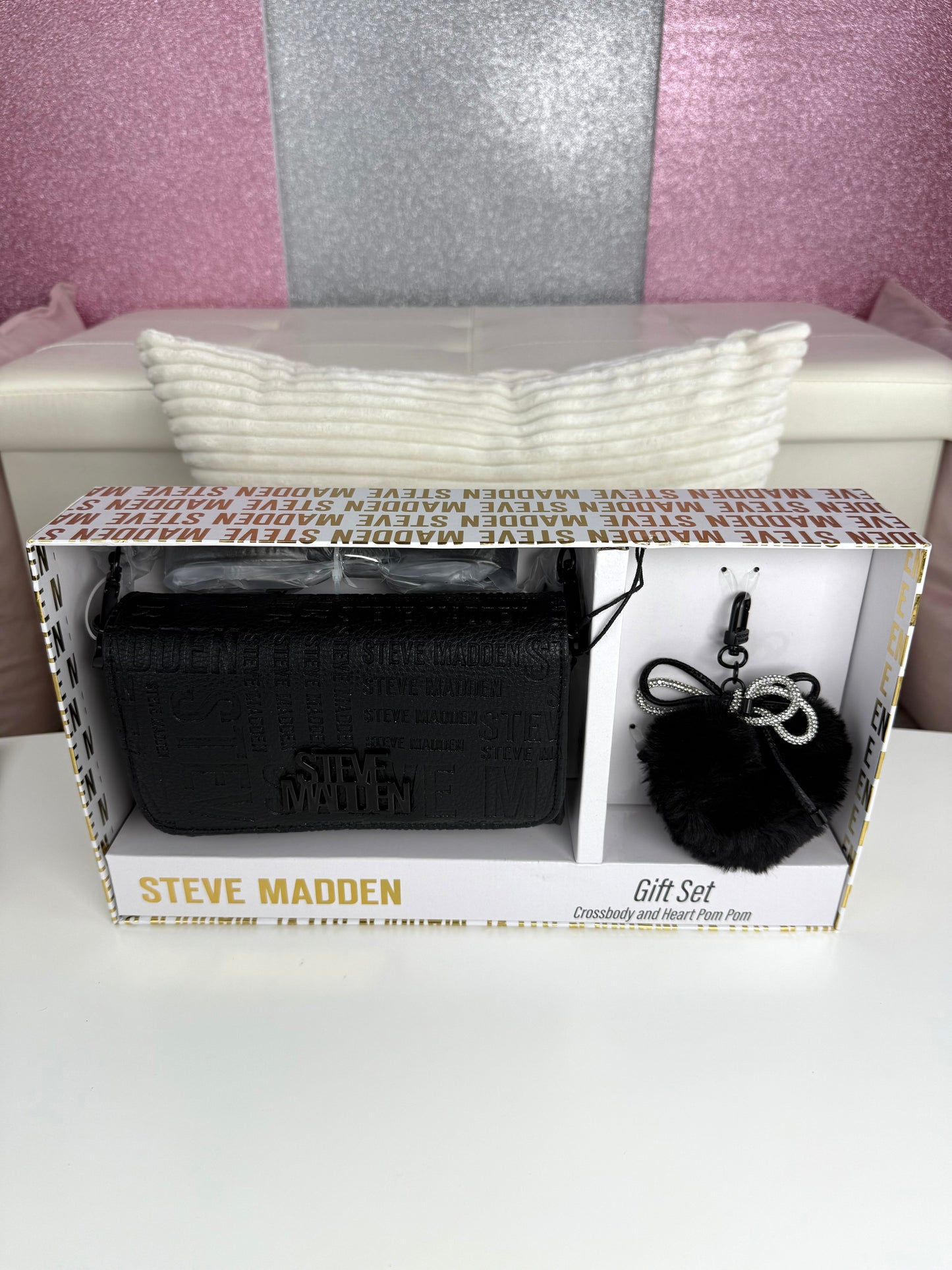 Steve Madden GIFT Set Crossbody Wallet Black CHARM 🖤