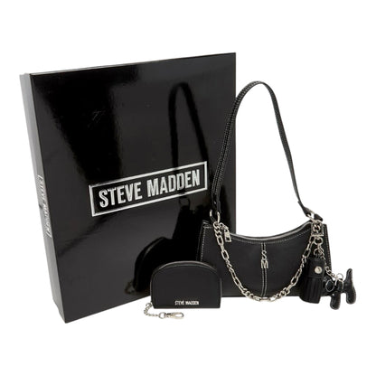 Steve Madden Shoulder BAG GIFT Set Charms Black