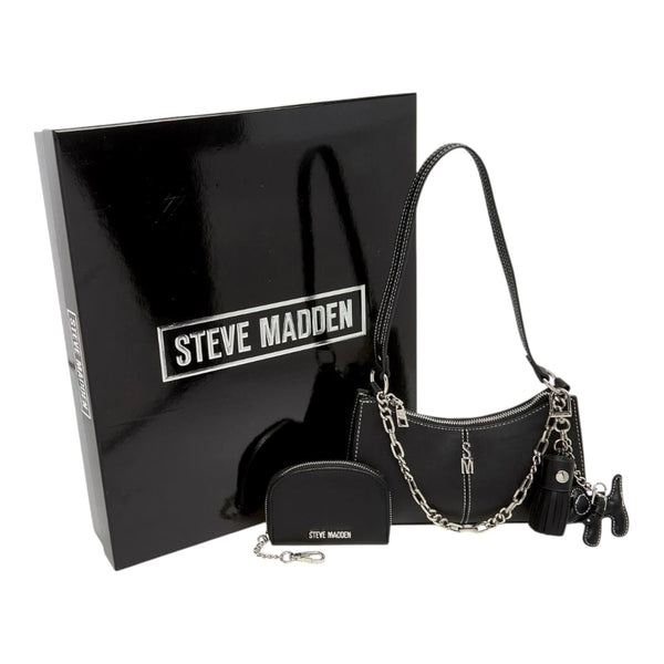 Steve Madden Shoulder BAG GIFT Set Charms Black