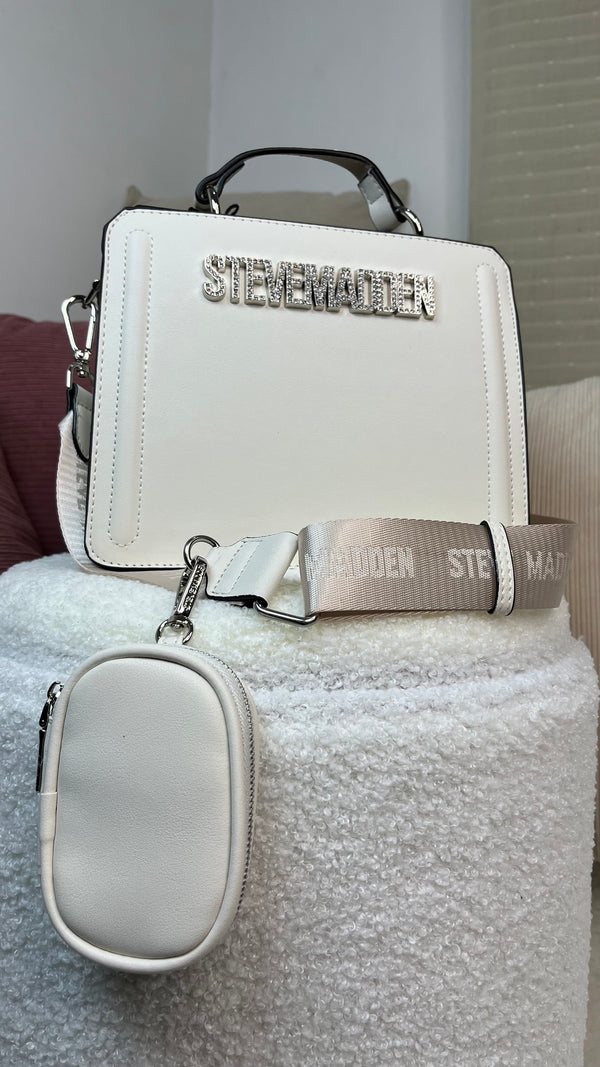 Steve Madden Crossbody Logo Brillante Blanco crema