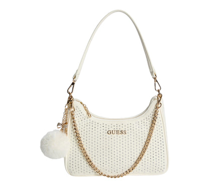 Guess Holly Velvet Shoulder BAG White