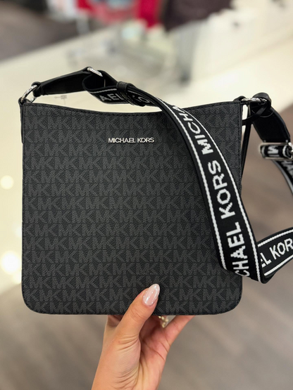Michael Kors Jet Set Crossbody logotipo EXC Negro
