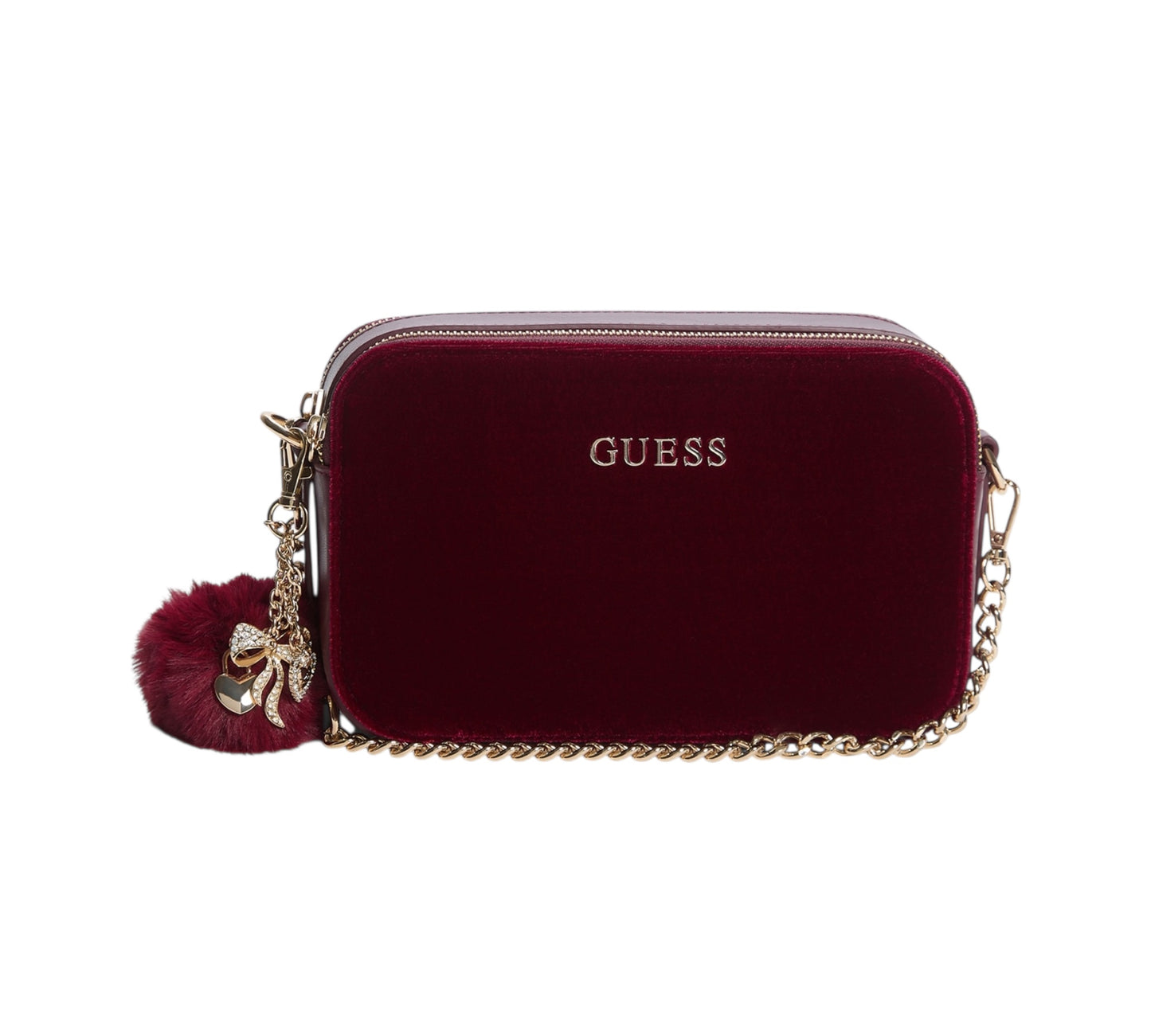 Guess Holly Velvet Crossbody Wine