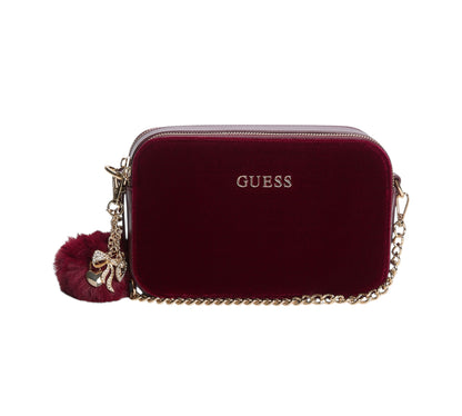 Guess Holly Velvet Crossbody Wine