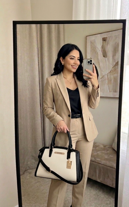 Guess Satchel Kyrie Saffiano Beige